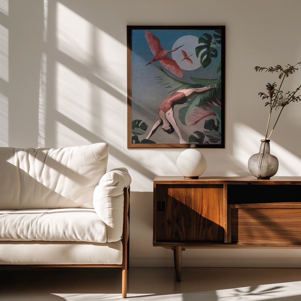 A Woman Doing A Backbend In The Jungle Poster